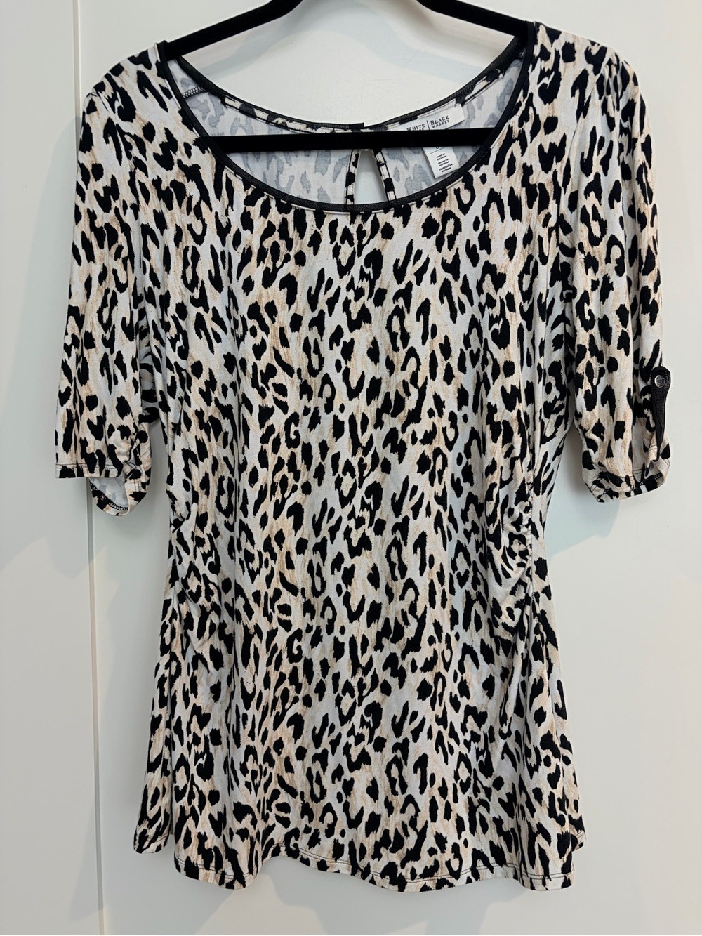 White House Black Market Leopard Print Knit Top – Size Large